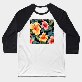 Hibiscus Flowers Pattern 12 Baseball T-Shirt